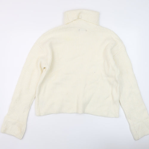 Marks and Spencer Womens Ivory Roll Neck Polyamide Pullover Jumper Size M