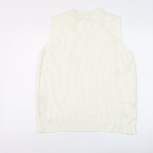 Marks and Spencer Womens Ivory Mock Neck Polyester Vest Jumper Size M