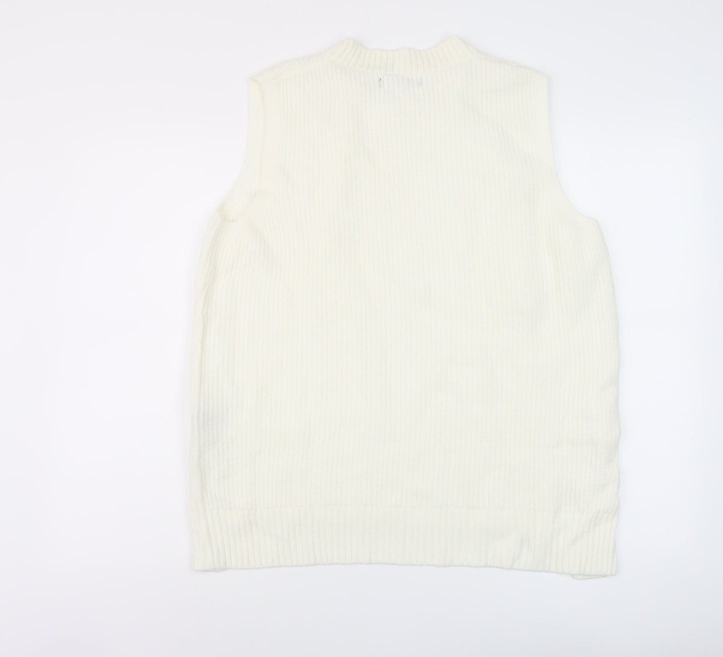 Marks and Spencer Womens Ivory Mock Neck Polyester Vest Jumper Size M