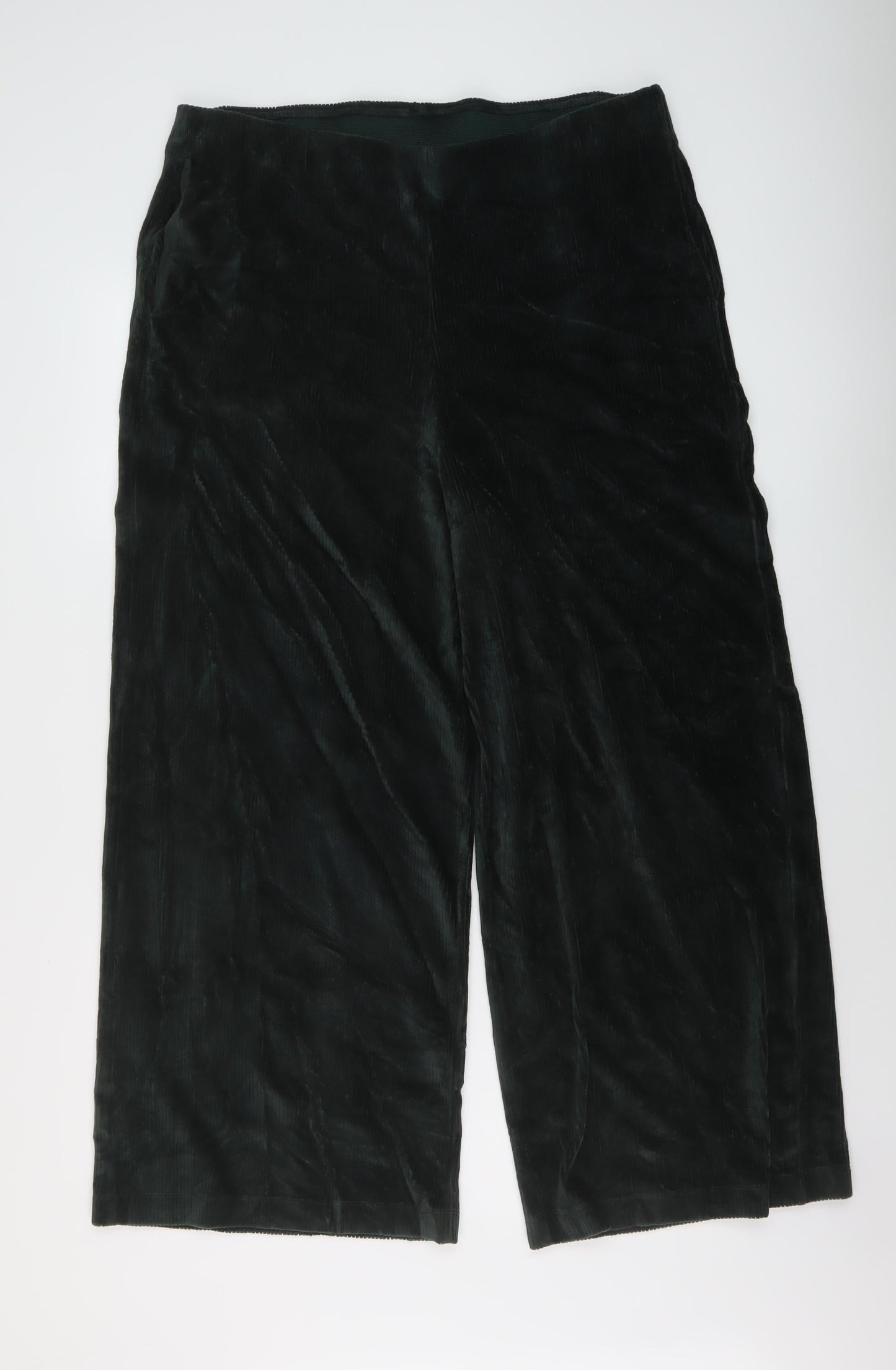 Marks and Spencer Womens Green Cotton Trousers Size 18 L27 in Regular