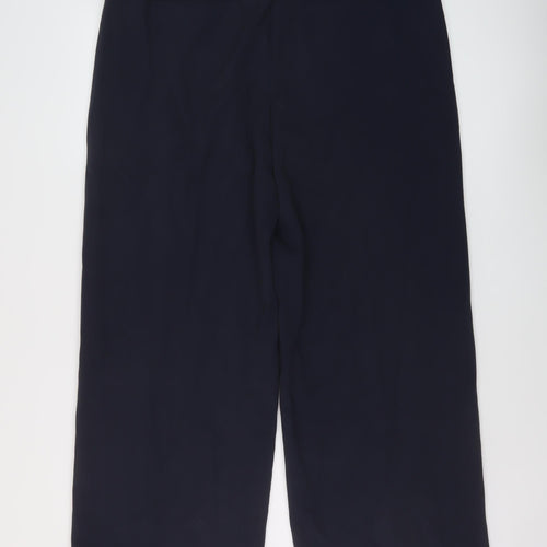 Marks and Womens Blue Polyester Trousers Size 18 L30 in Regular Hook & Eye