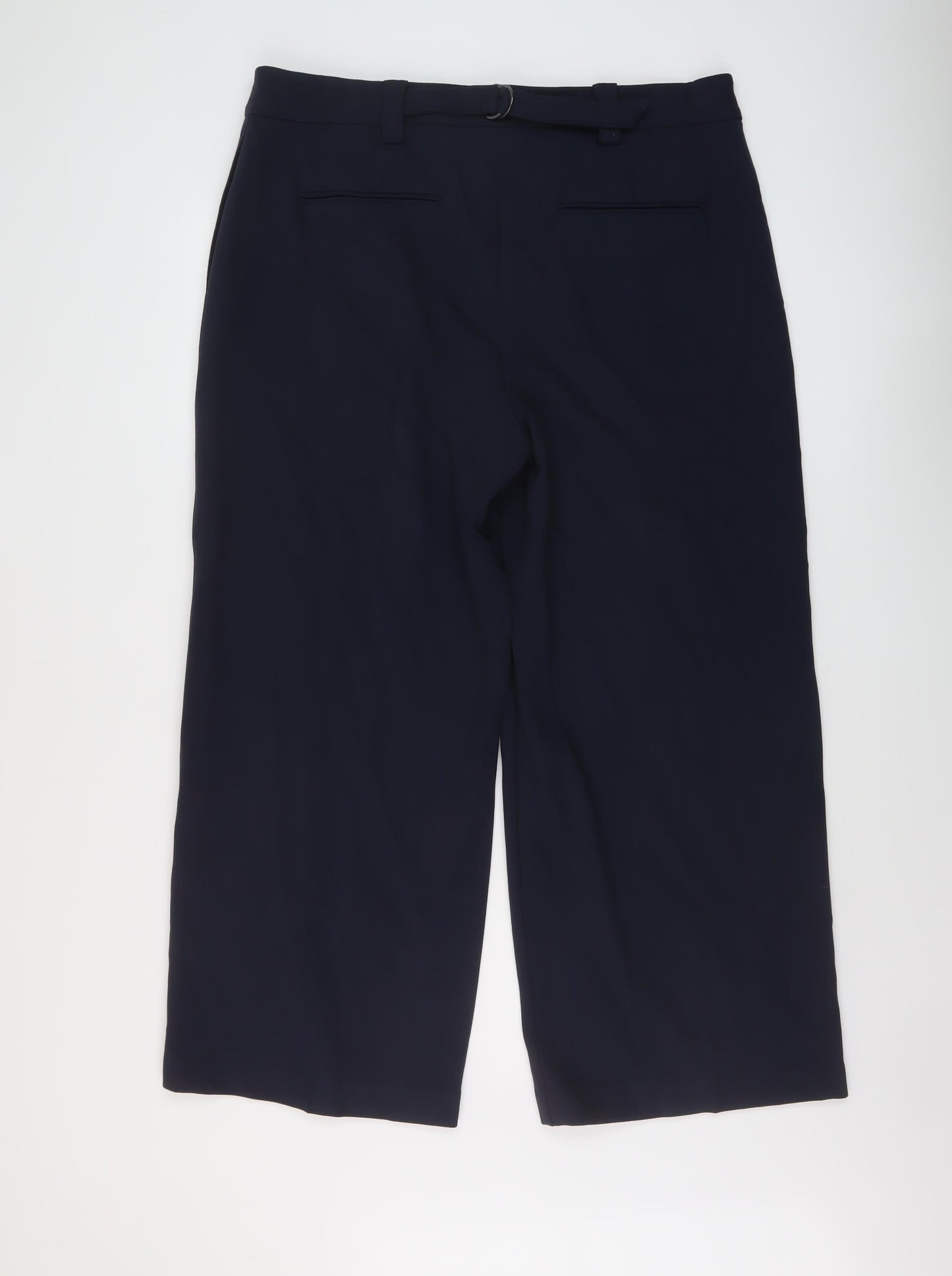 Marks and Spencer Womens Blue Polyester Trousers Size 18 L27 in Regular Hook & Eye