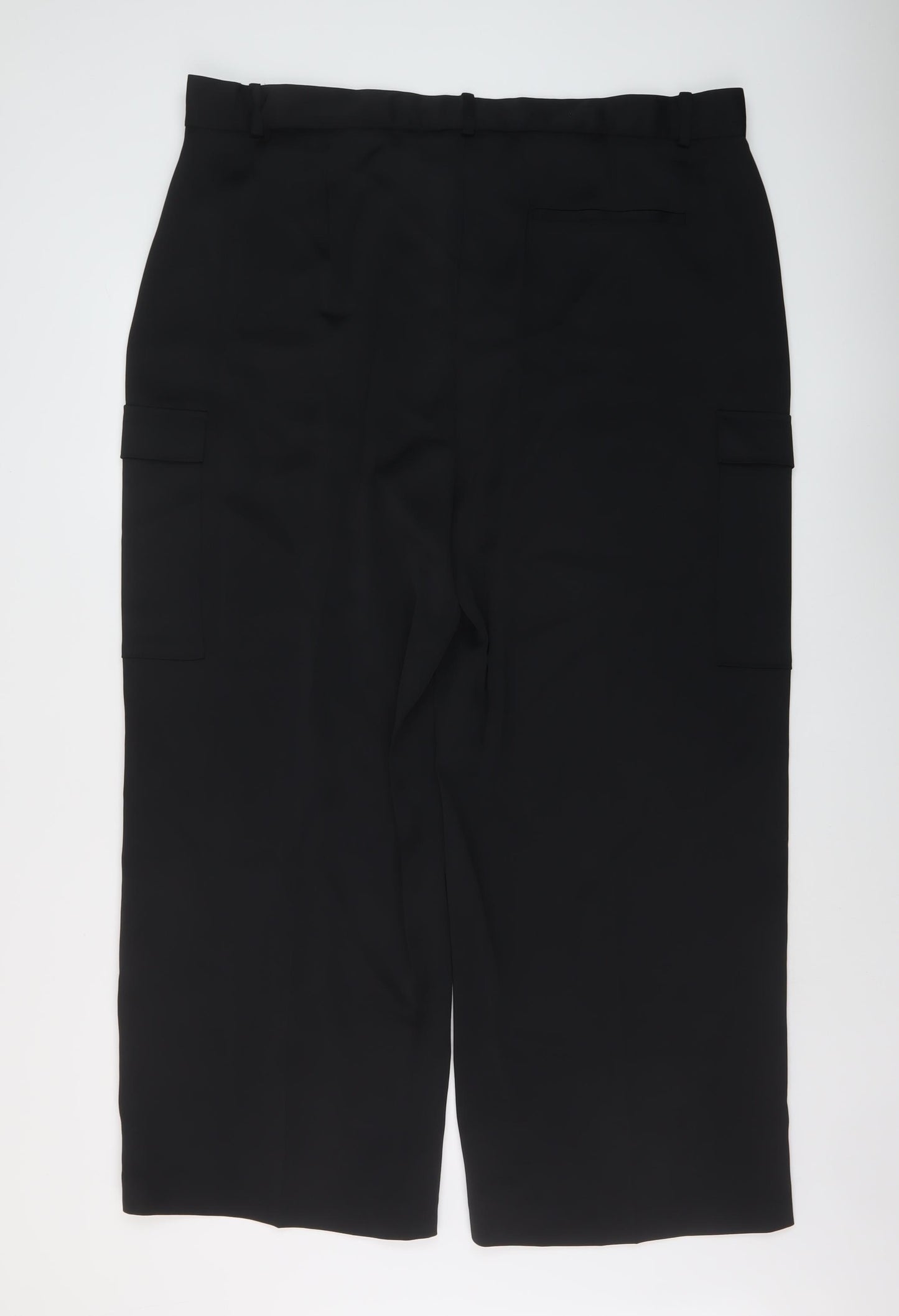 Marks and Spencer Womens Black Polyester Trousers Size 22 L29 in Regular Hook & Eye