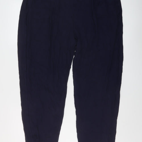 Marks and Spencer Womens Blue Viscose Trousers Size 20 L29 in Regular