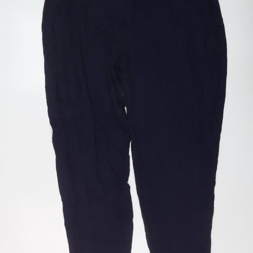 Marks and Spencer Womens Blue Viscose Trousers Size 20 L29 in Regular