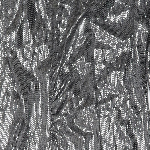 Marks and Spencer Womens Silver Polyamide A-Line Size 12 Mock Neck Zip