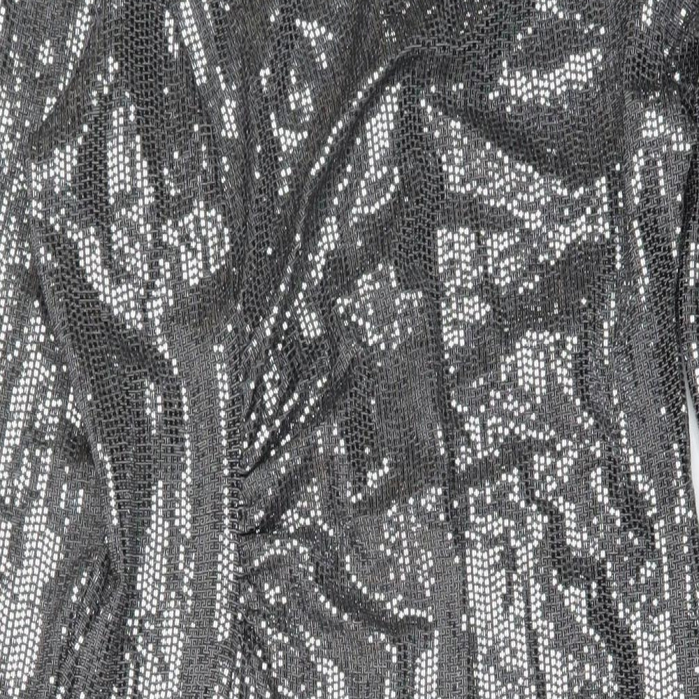 Marks and Spencer Womens Silver Polyamide A-Line Size 12 Mock Neck Zip