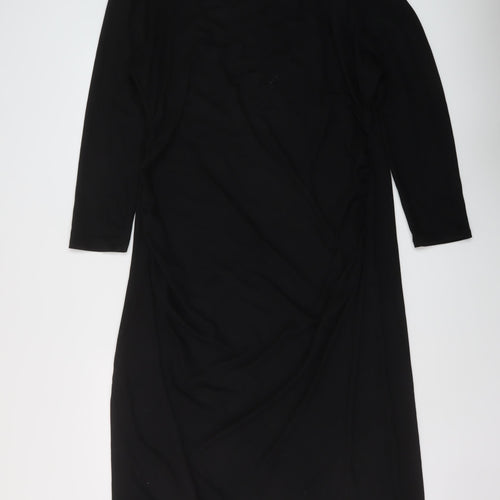 Marks and Spencer Womens Black Polyester Jumper Dress Size 22 Round Neck Pullover