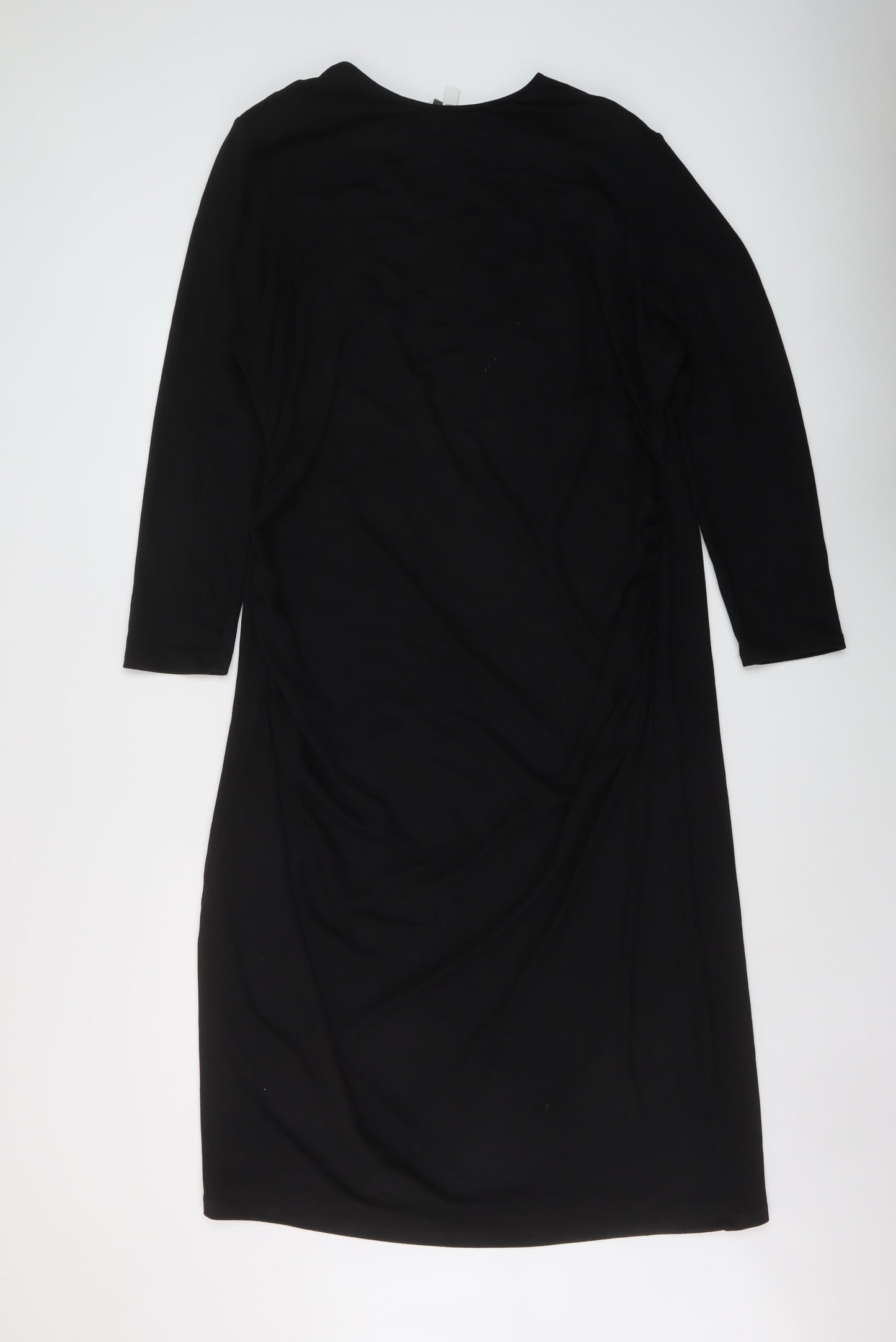 Marks and Spencer Womens Black Polyester Jumper Dress Size 22 Round Neck Pullover