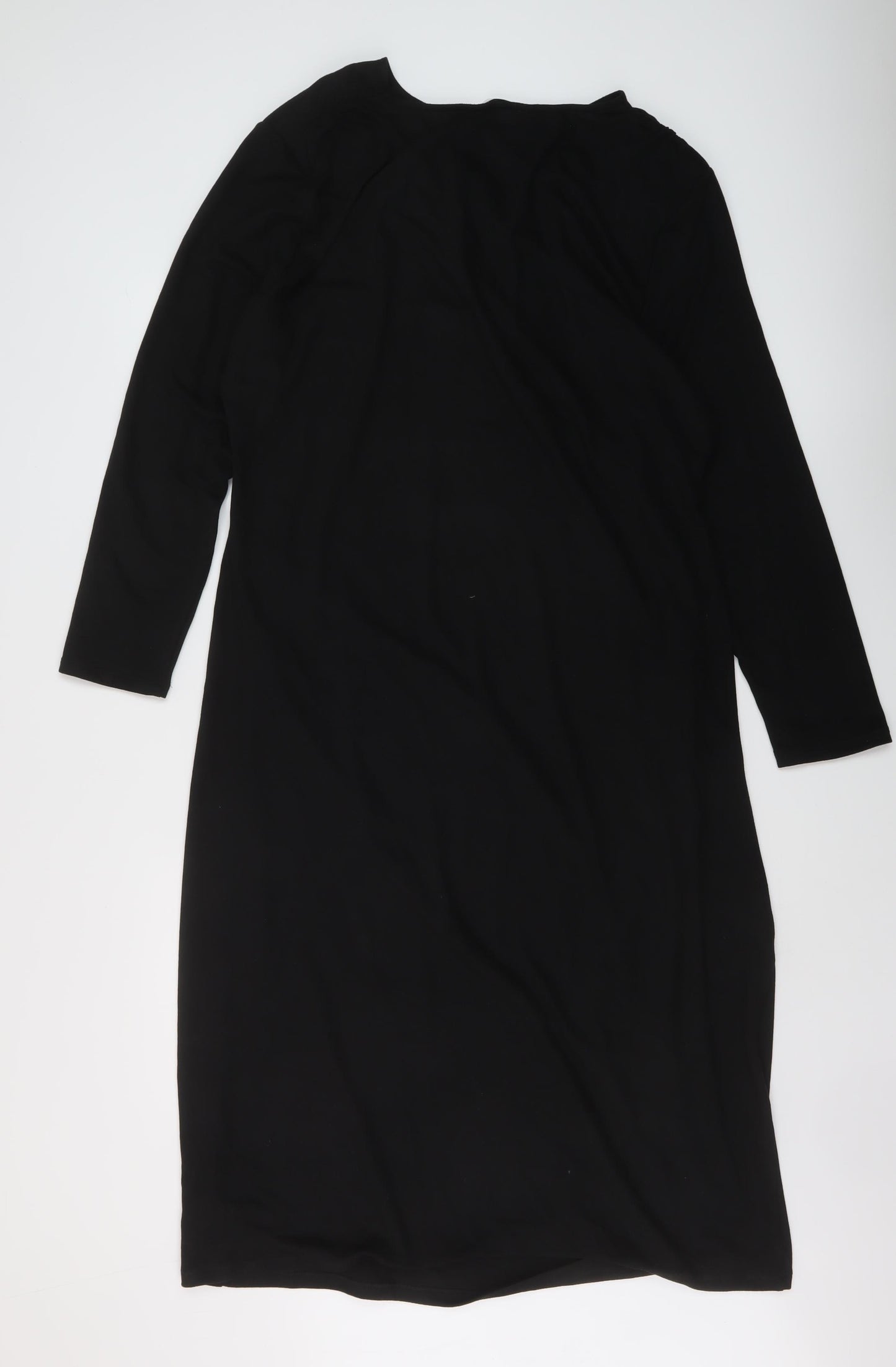Marks and Spencer Womens Black Polyester Jumper Dress Size 22 Round Neck Pullover