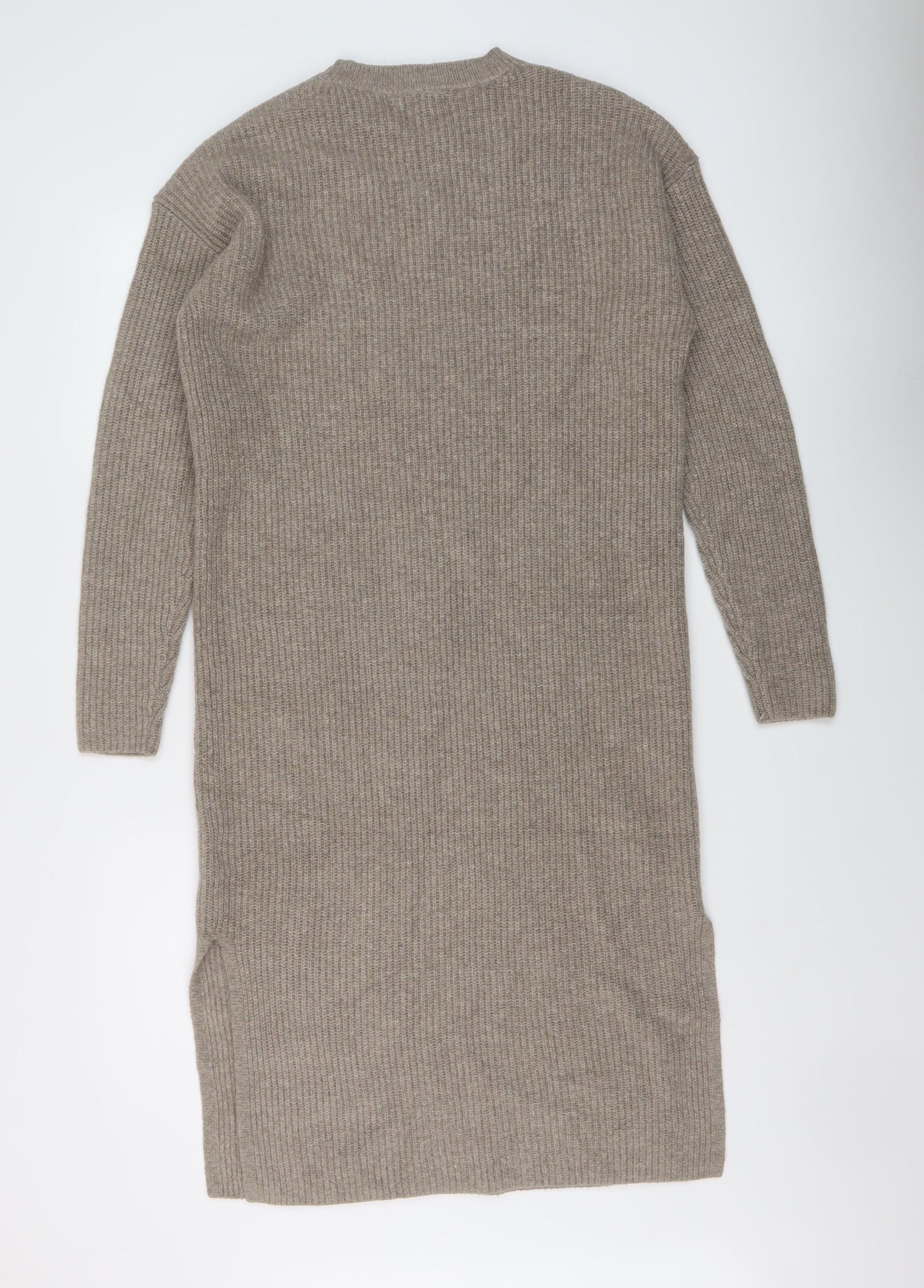 Marks and Spencer Womens Beige Polyester Jumper Dress Size M Crew Neck Pullover