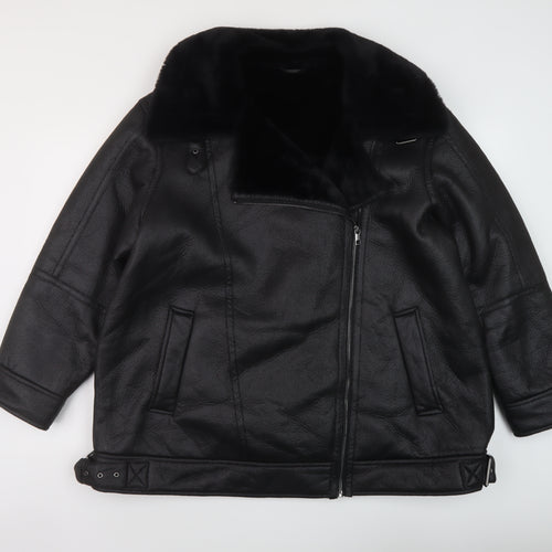 Marks and Spencer Womens Black Biker Jacket Size 22 Zip