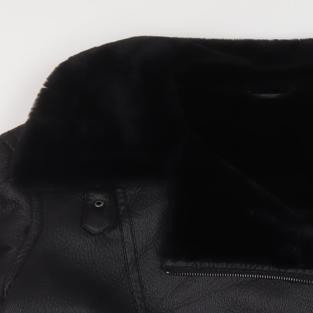 Marks and Spencer Womens Black Biker Jacket Size 22 Zip