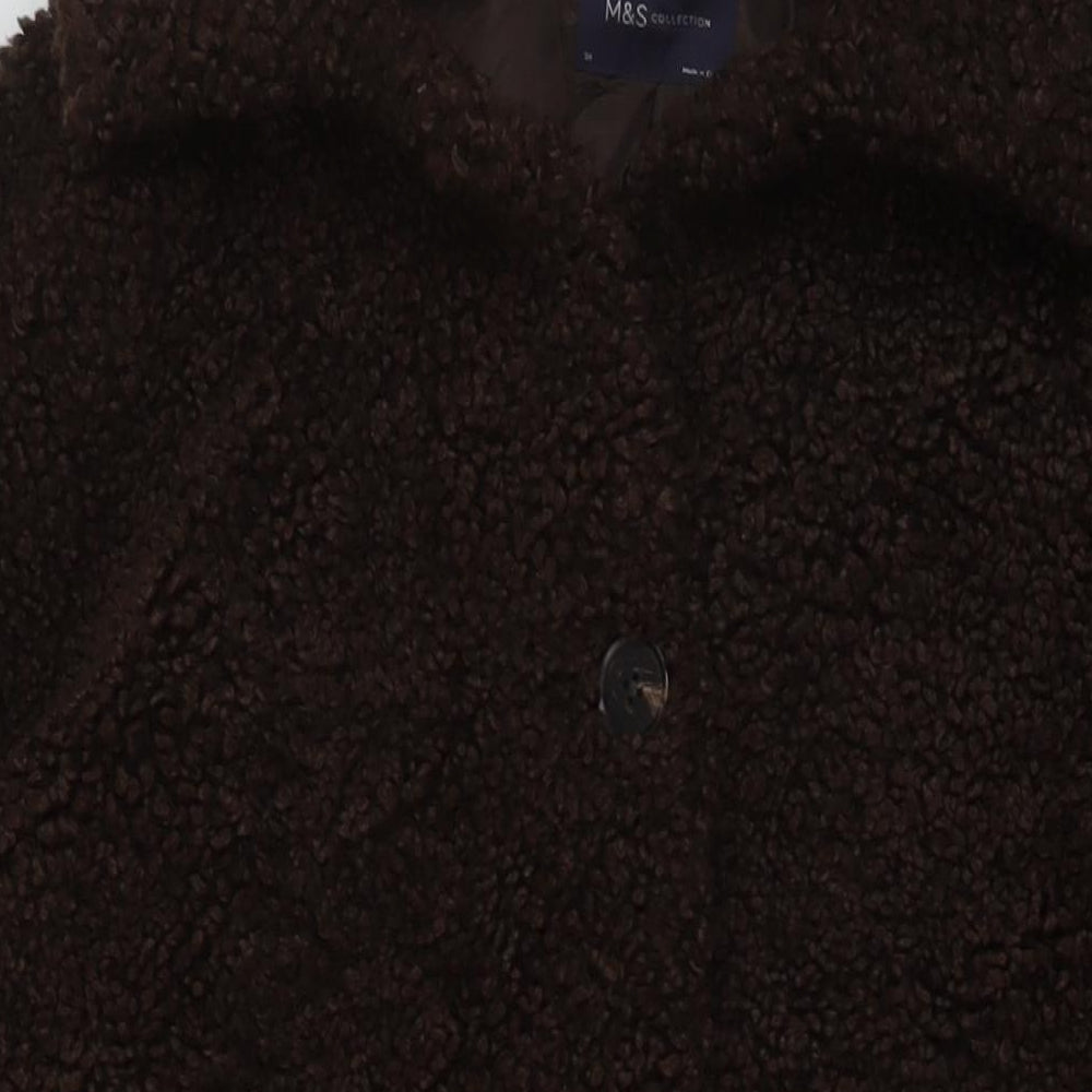 Marks and Spencer Womens Brown Overcoat Coat Size 24 Buckle