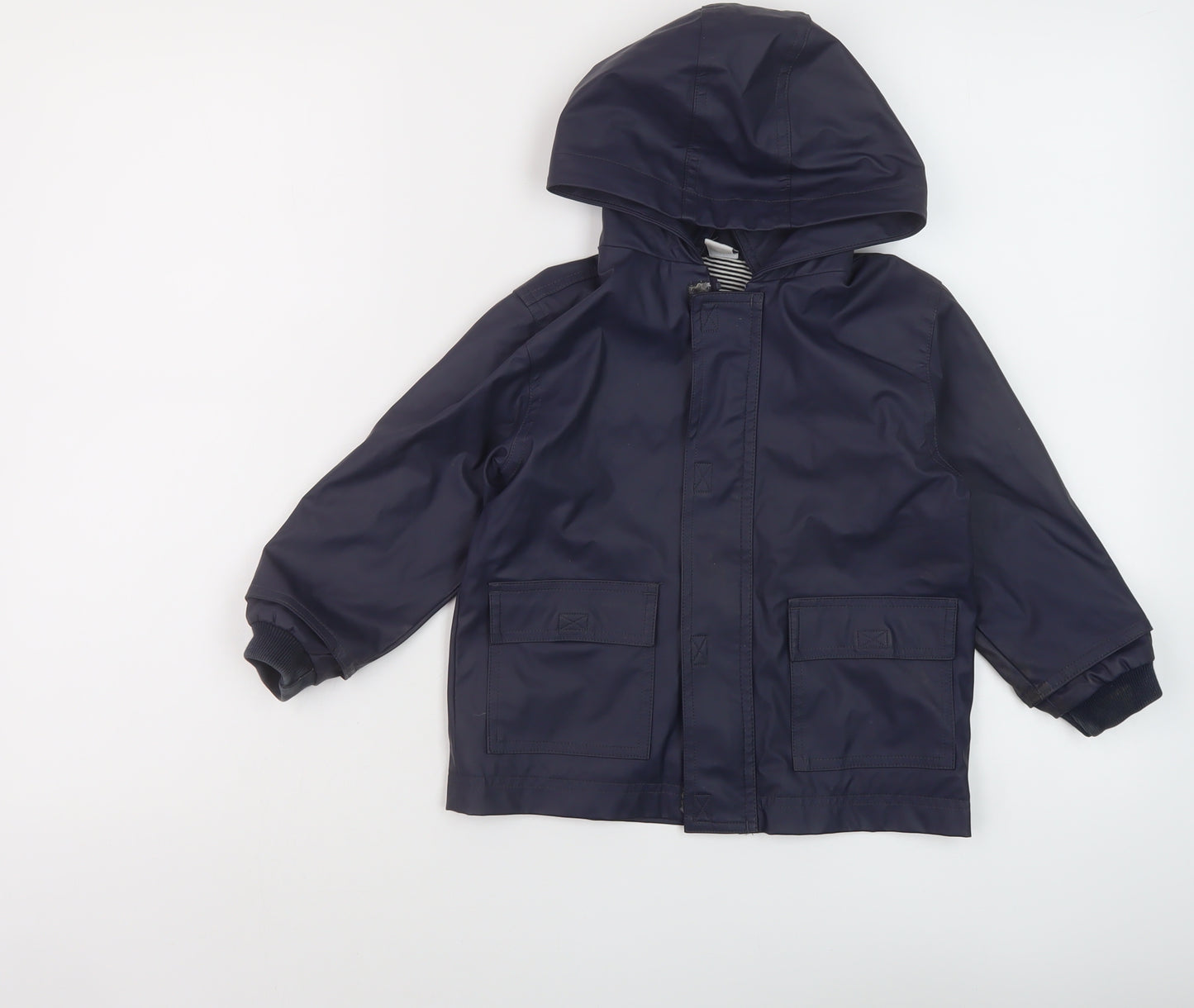 Petit Bateau Boys Blue Rain Coat Coat Size 3 Years Snap