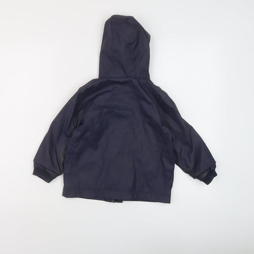 Petit Bateau Boys Blue Rain Coat Coat Size 3 Years Snap