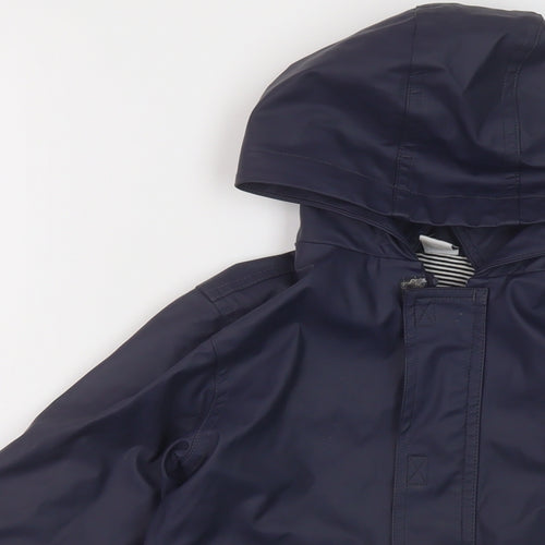Petit Bateau Boys Blue Rain Coat Coat Size 3 Years Snap