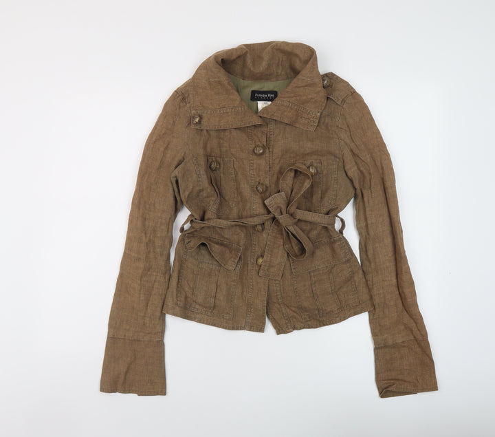 Patrizia Pepe Womens Brown Jacket Size 14 Button