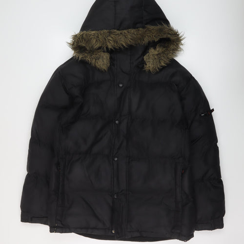Active Mens Black Puffer Jacket Jacket Size S Zip