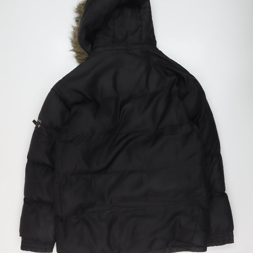Active Mens Black Puffer Jacket Jacket Size S Zip
