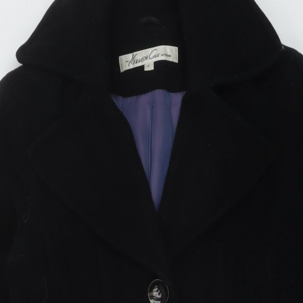 Kenneth Cole Womens Black Pea Coat Coat Size 10 Button