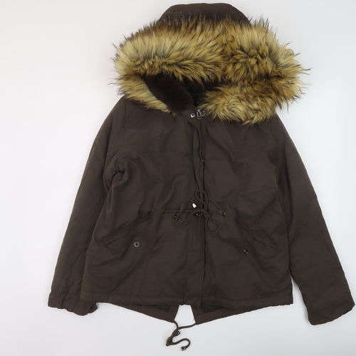 Zara Womens Brown Parka Jacket Size M Zip