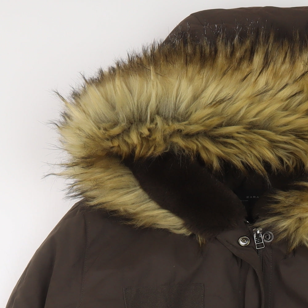 Zara Womens Brown Parka Jacket Size M Zip