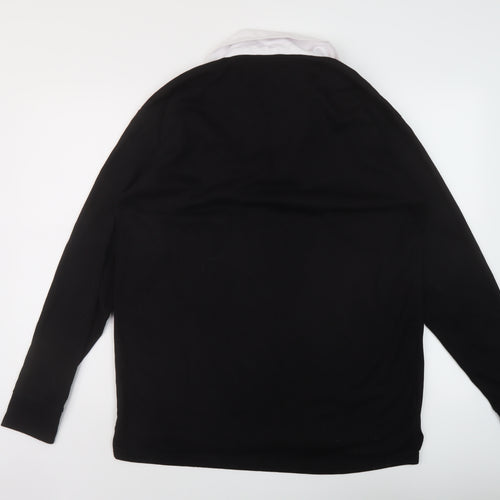 Rugby Nations Mens Black Cotton Pullover Sweatshirt Size M