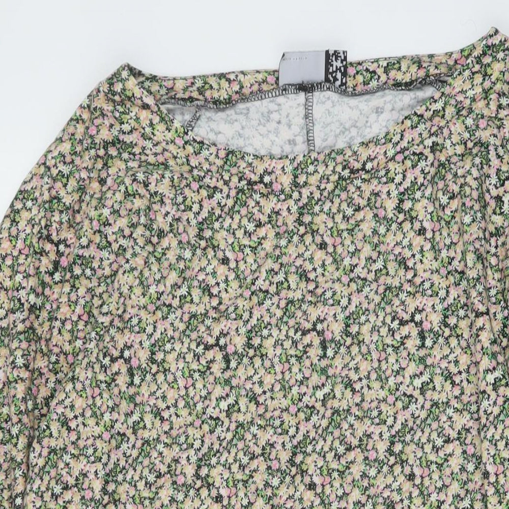 ASOS Womens Multicoloured Floral Cotton A-Line Size 14 Scoop Neck Pullover