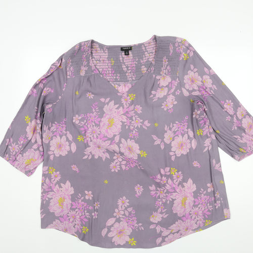 Torrid Womens Purple Floral Polyester Basic Blouse Size 18 V-Neck - Size 18-20