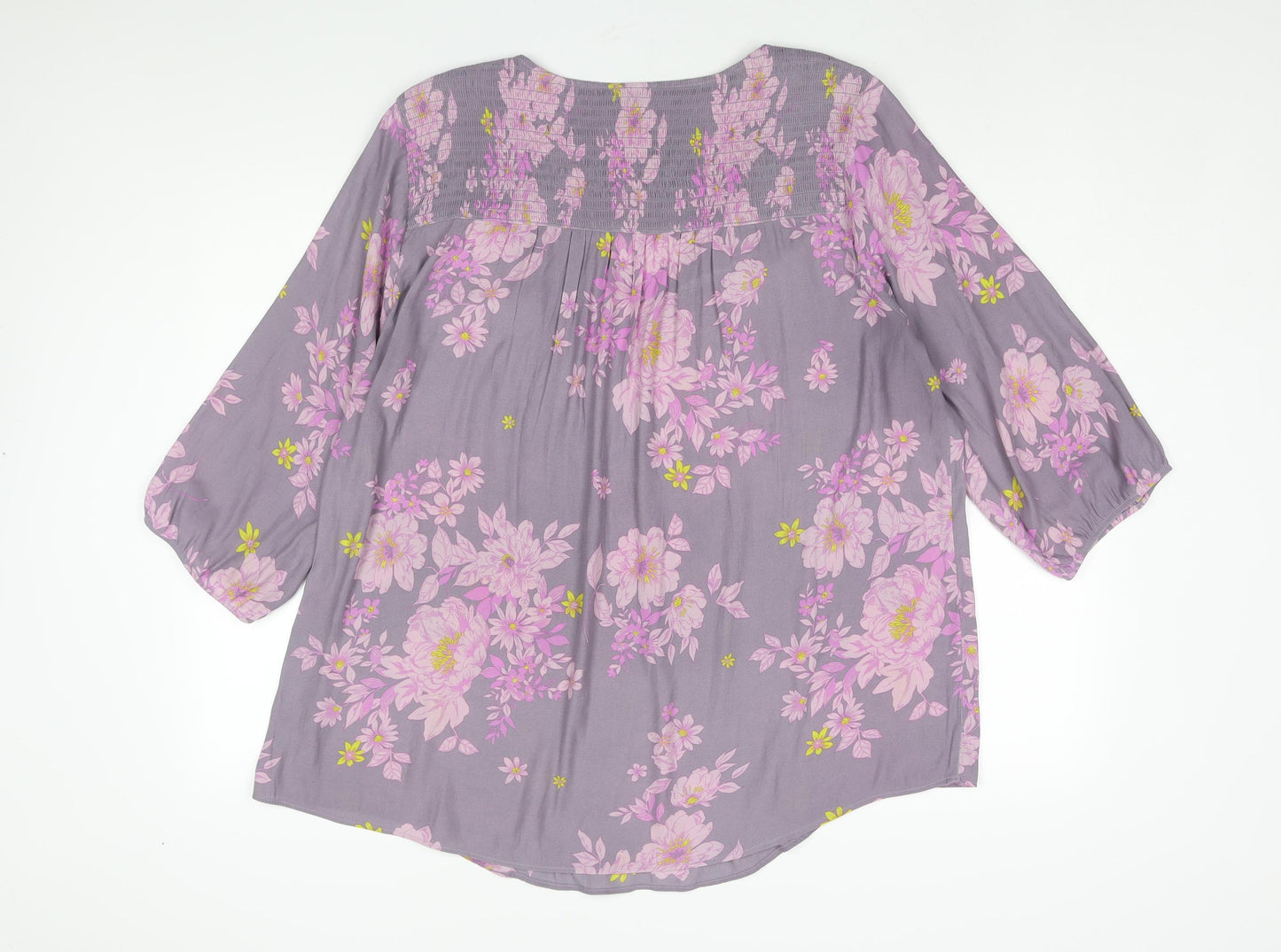 Torrid Womens Purple Floral Polyester Basic Blouse Size 18 V-Neck - Size 18-20