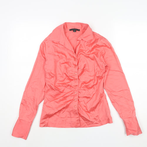 Antonio Milani Womens Pink Cotton Basic Blouse Size XS Collared - Rouched