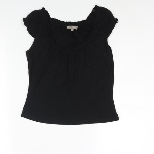 RJR.John Rocha Womens Black Cotton Basic Blouse Size 12 Boat Neck