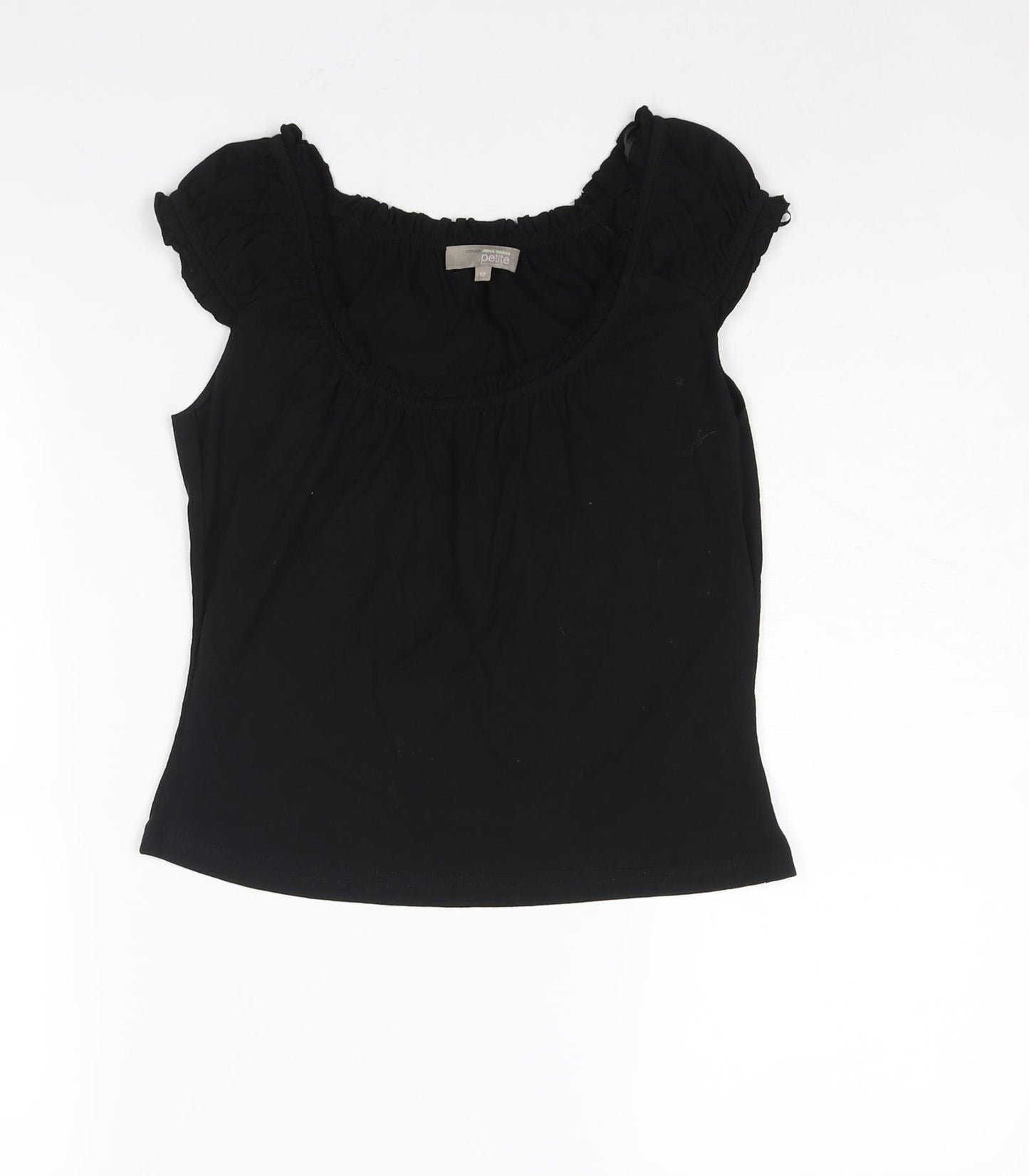 RJR.John Rocha Womens Black Cotton Basic Blouse Size 12 Boat Neck