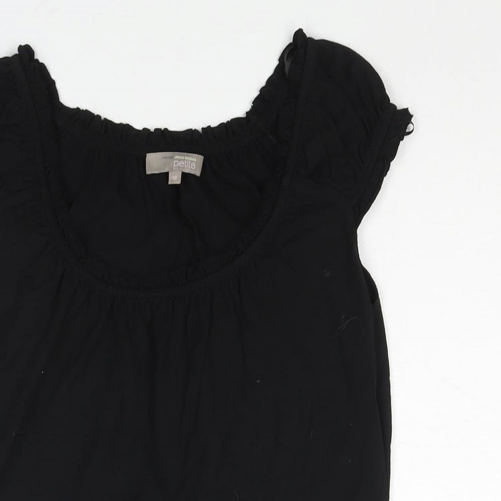 RJR.John Rocha Womens Black Cotton Basic Blouse Size 12 Boat Neck