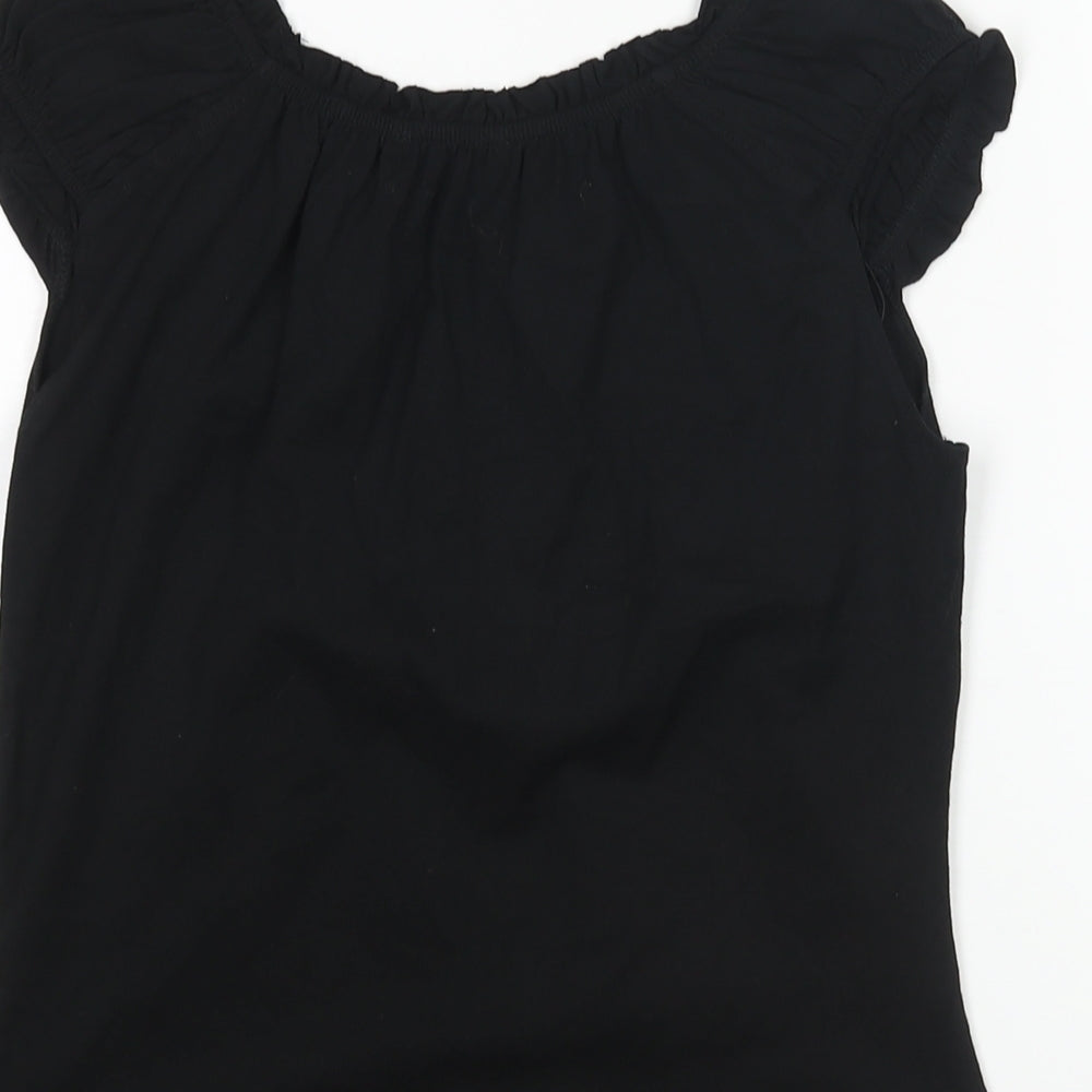 RJR.John Rocha Womens Black Cotton Basic Blouse Size 12 Boat Neck