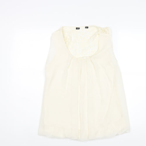 Zara Womens Ivory Polyester Camisole Blouse Size 2XL Scoop Neck - Lace Back Detail