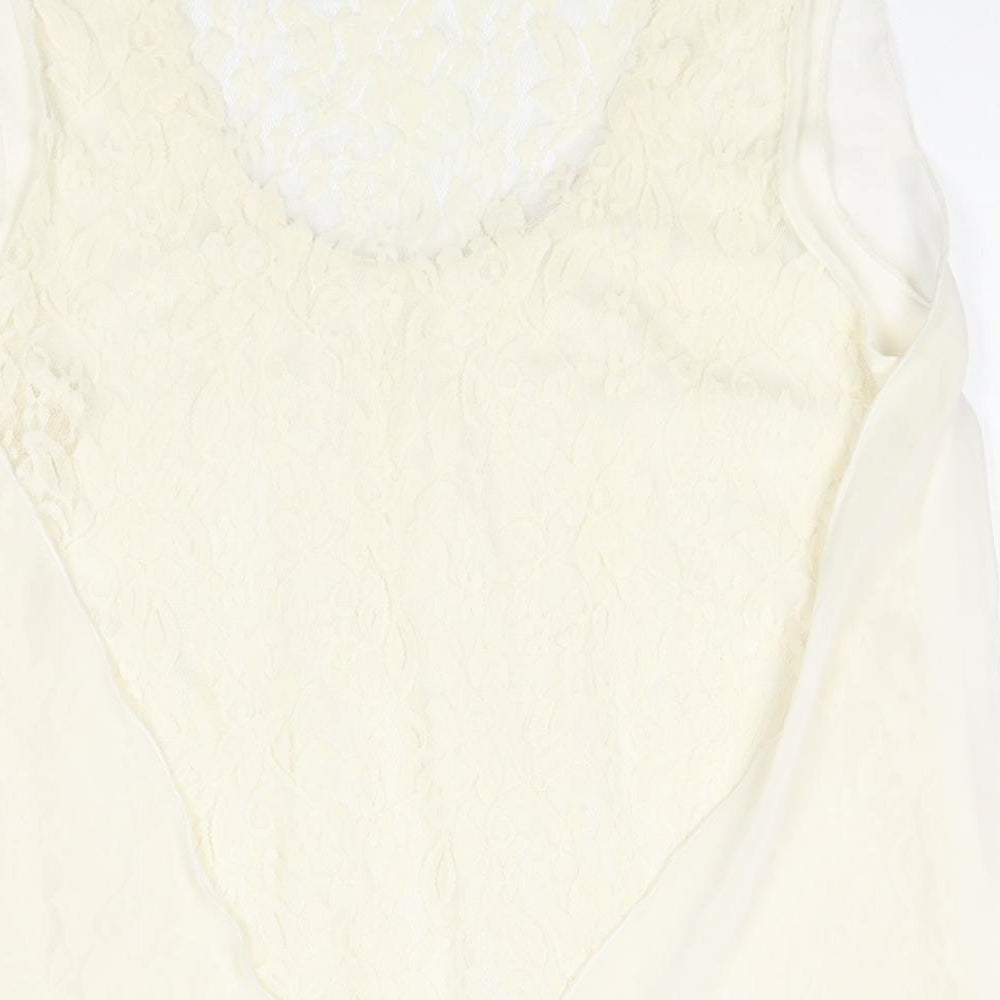Zara Womens Ivory Polyester Camisole Blouse Size 2XL Scoop Neck - Lace Back Detail