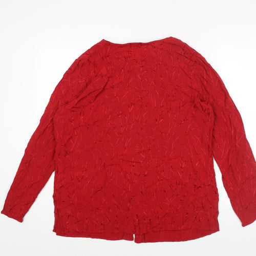 Berkertex Womens Red Geometric Polyester Basic Button-Up Size 18 Round Neck