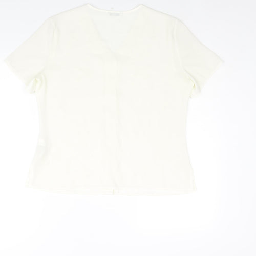 St Michael Womens Ivory Polyester Basic Blouse Size 14 V-Neck - Embroidered Detail