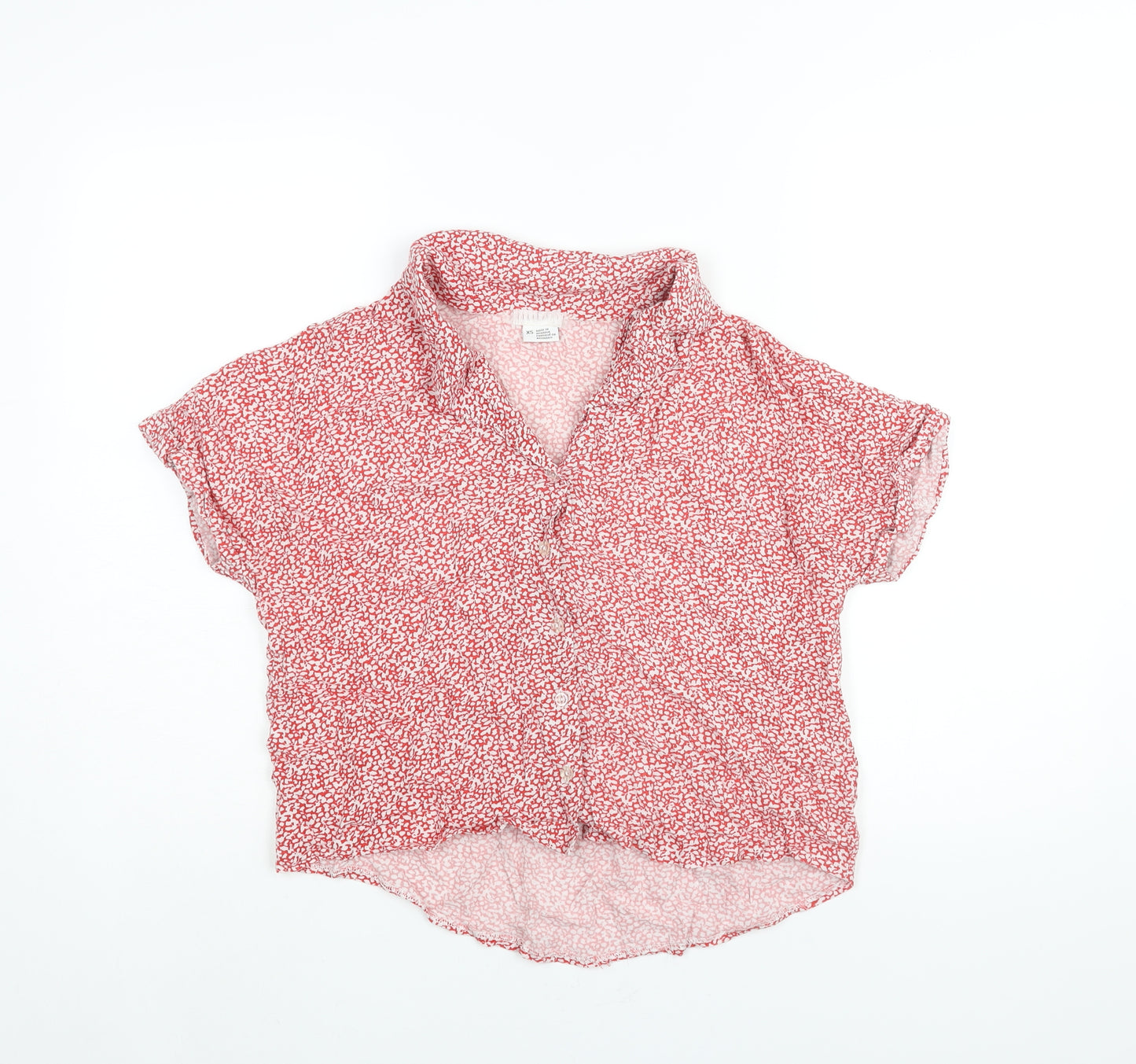 Cooperative Womens Red Geometric Viscose Basic Blouse Size XS Collared