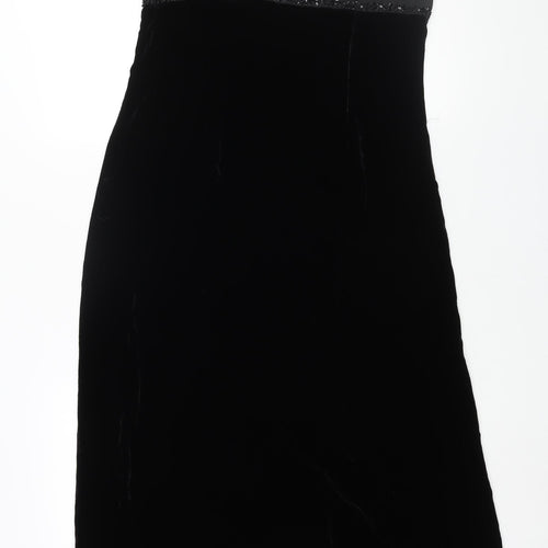 Monsoon Womens Black Polyester Maxi Size 12 Scoop Neck Zip - Beaded Neckline