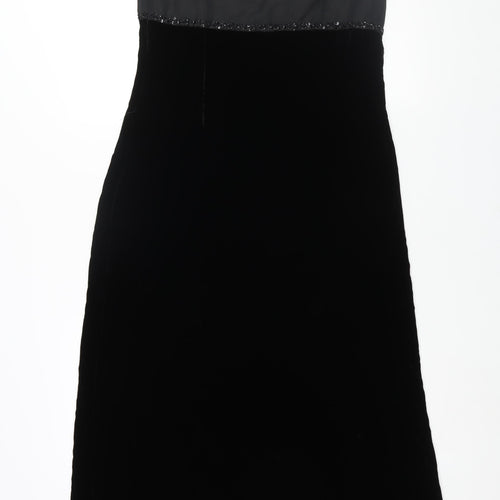 Monsoon Womens Black Polyester Maxi Size 12 Scoop Neck Zip - Beaded Neckline