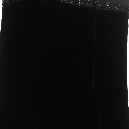 Monsoon Womens Black Polyester Maxi Size 12 Scoop Neck Zip - Beaded Neckline