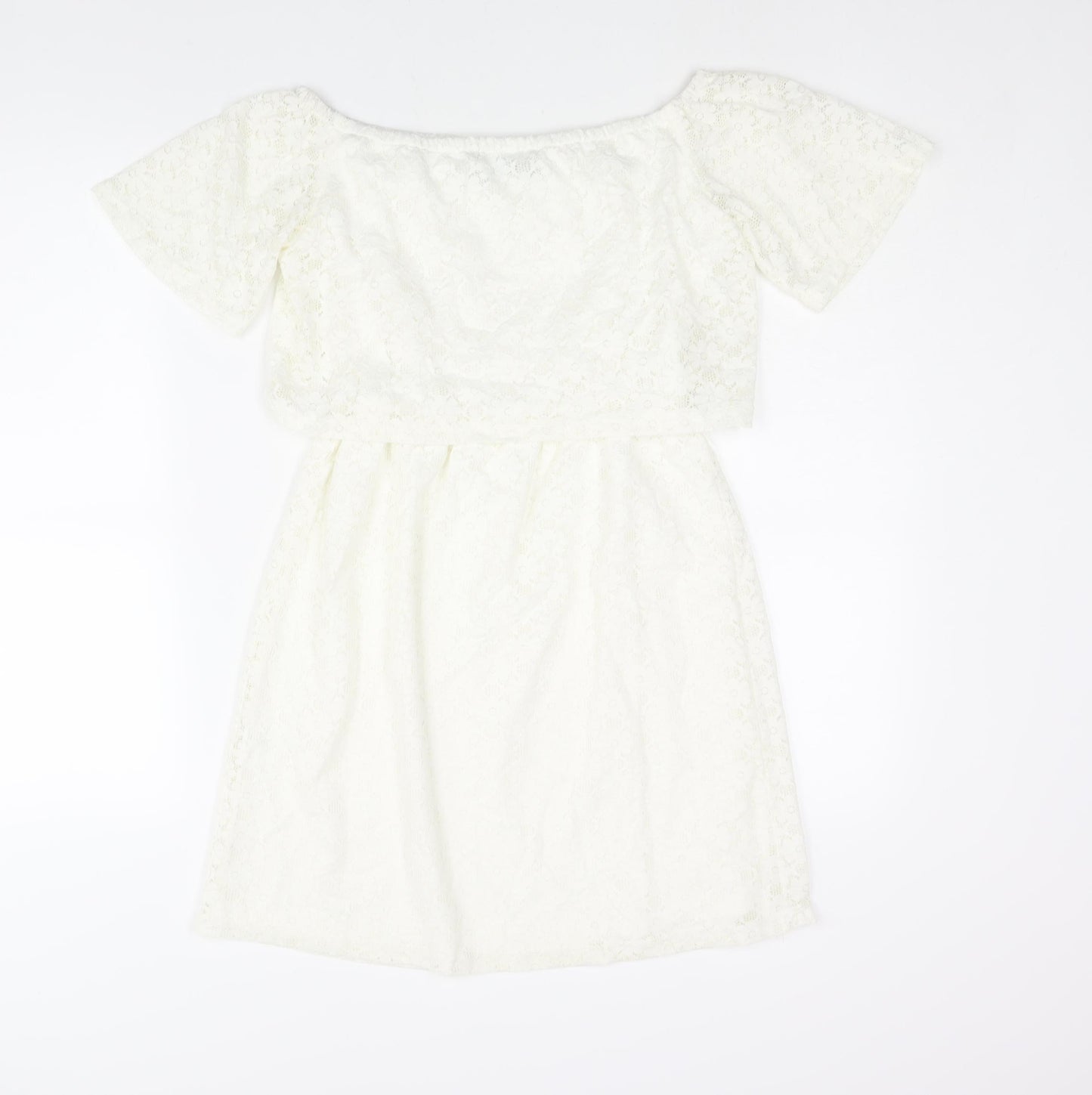 Fashion Union Womens Ivory Nylon Mini Size 10 Boat Neck Pullover