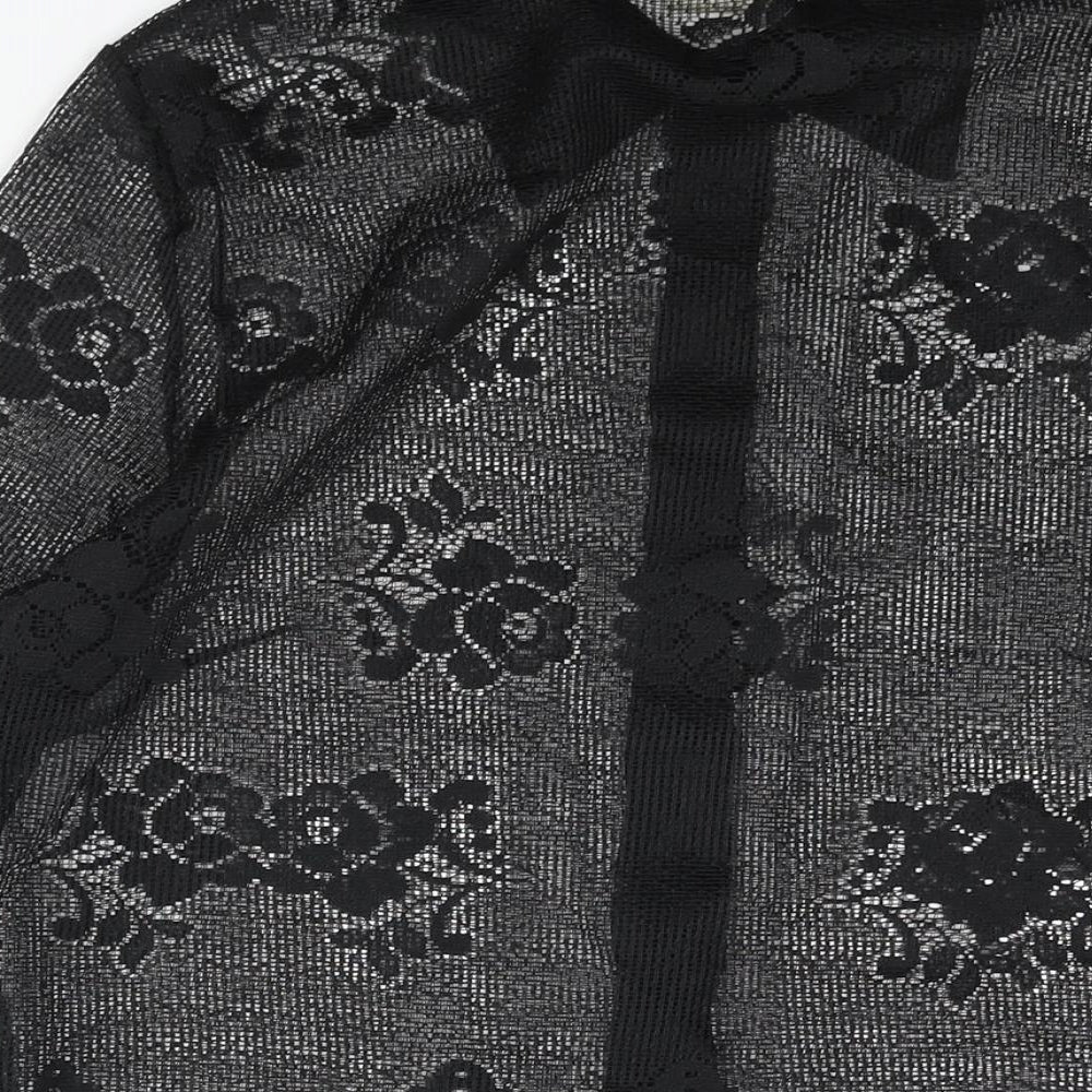 C&A Womens Black Polyester Basic Button-Up Size 14 Collared