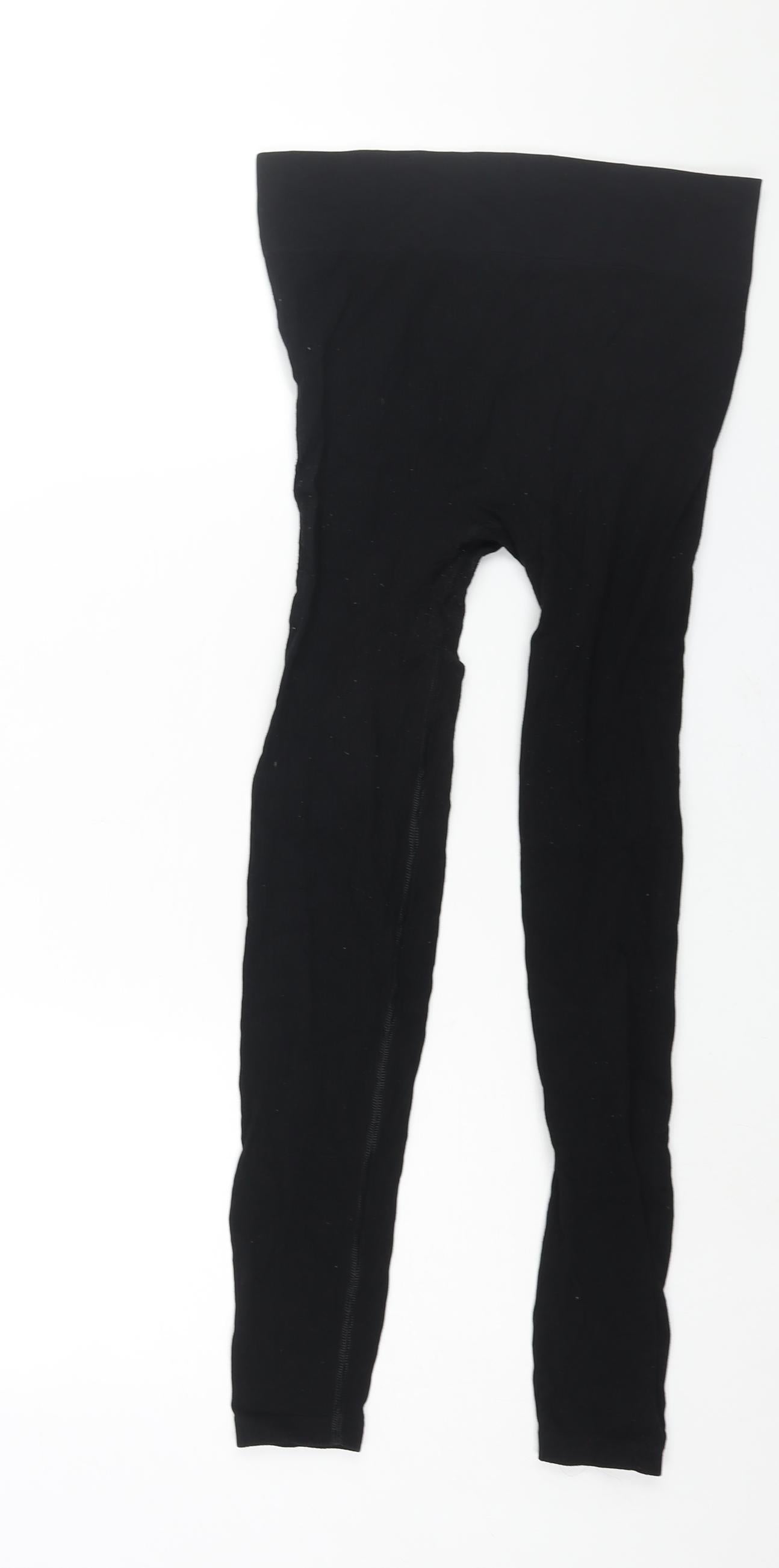 Select Womens Black Polyamide Cropped Leggings Size M L26 in - Ribbed