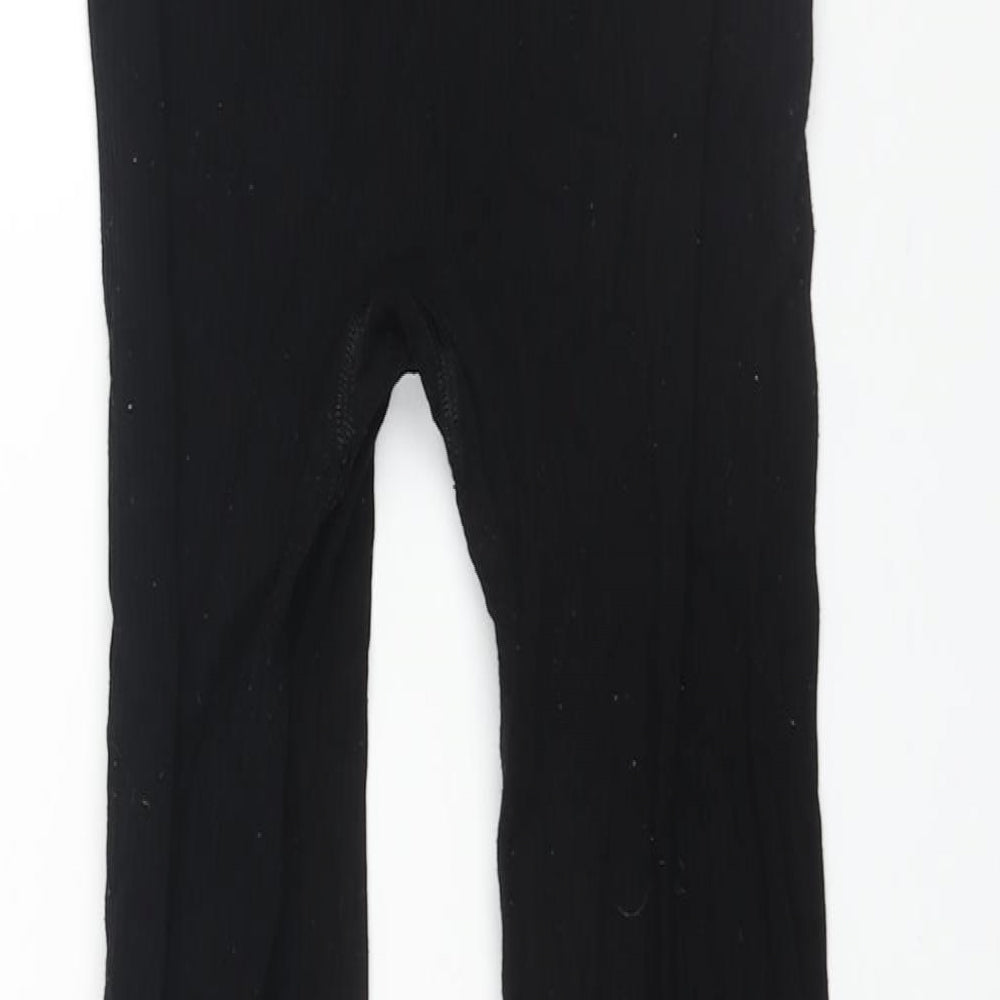 Select Womens Black Polyamide Cropped Leggings Size M L26 in - Ribbed