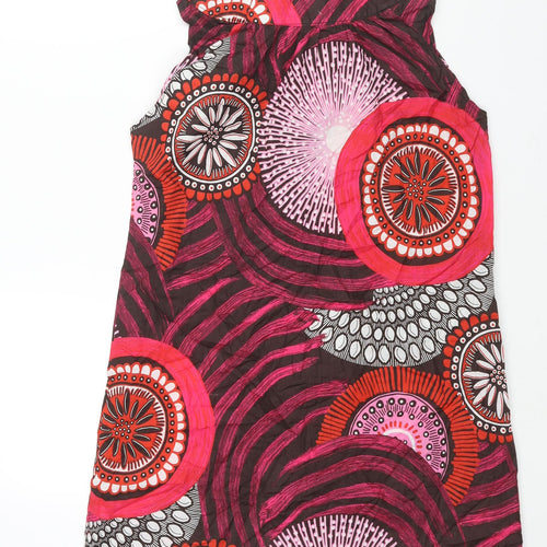Red Herring Womens Multicoloured Geometric Cotton A-Line Size 14 Collared Button