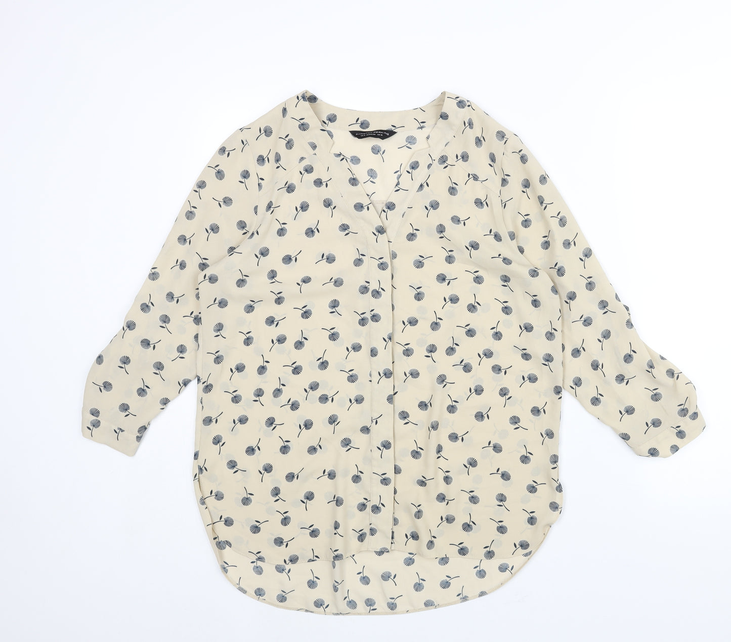 Dorothy Perkins Womens Beige Geometric Polyester Basic Blouse Size 10 V-Neck